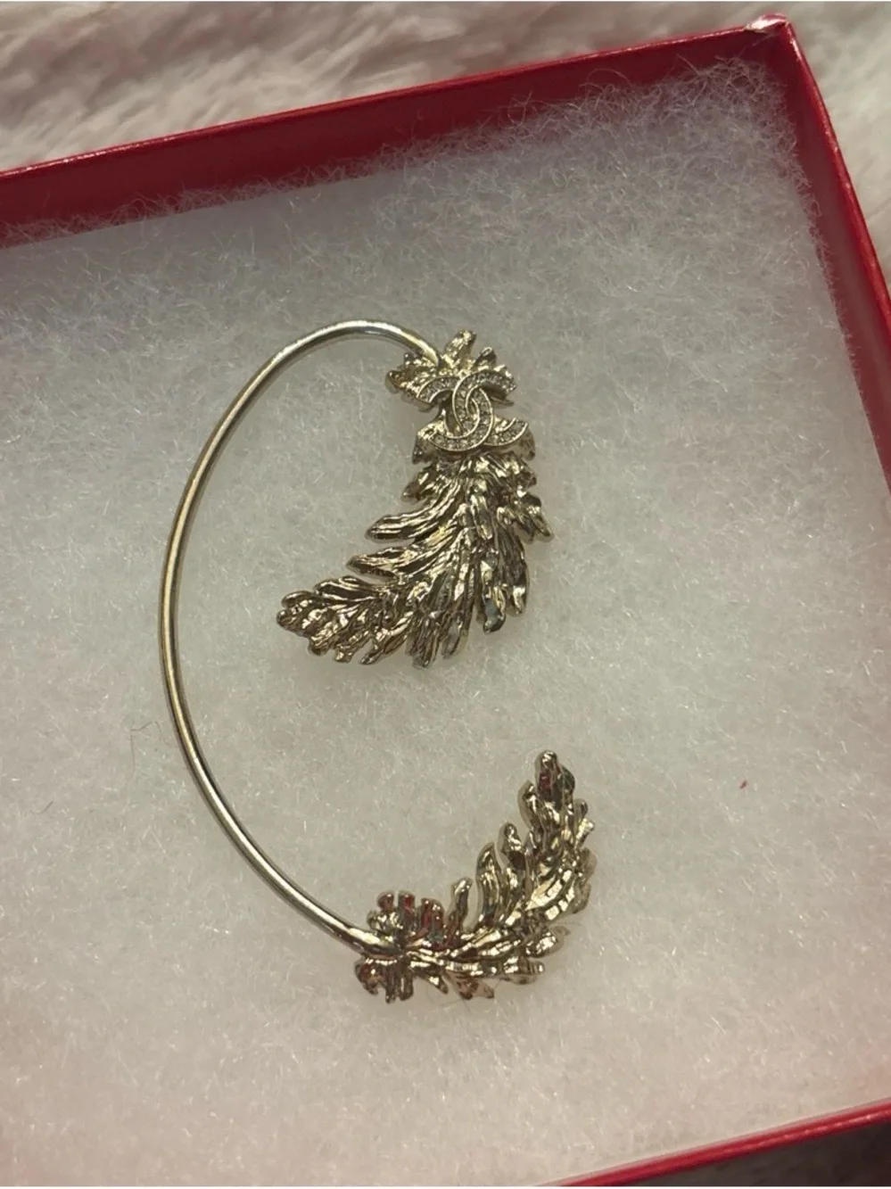 CHANEL Gold Leaf Ear Cuff Pair with Signature CC Motif